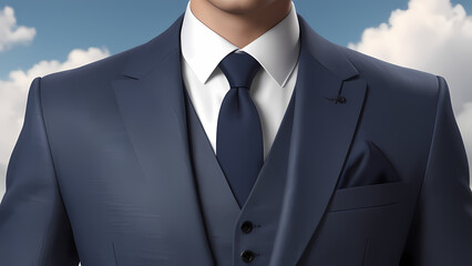 Men's Suit on Cloudy Sky Background