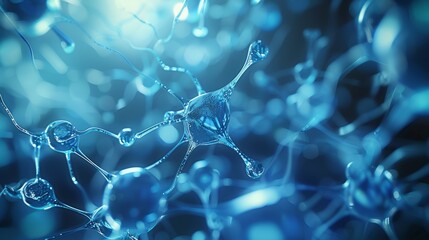 Abstract medical technology background featuring blue tones representing health, science, and research concepts with futuristic digital elements and molecular structures for innovative healthcare and 