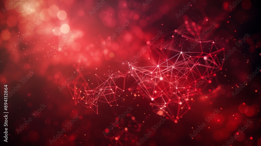 Canvas Prints abstract red science background with futuristic dna helix, molecular structures, and glowing particl