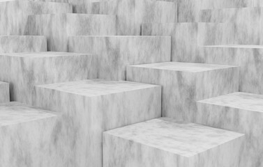 3D Render White Abstract Dirty Cube Background