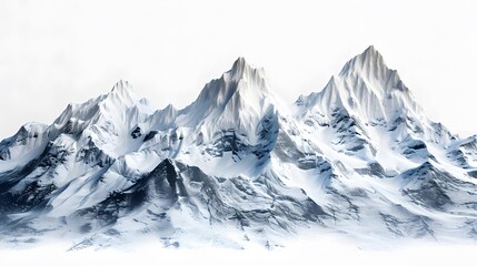 Obraz premium Snowy mountains peak isolated on transparent background.