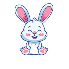 a cute white rabbit cartoon