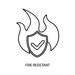 fire resistant concept line icon. Simple element illustration.fire resistant concept outline symbol design.