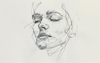 Fototapeta premium Pencil Sketch of a Woman's Face