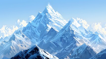 Obraz premium Snowy mountains peak isolated on transparent background.