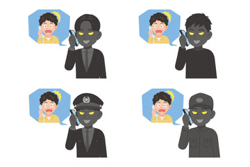 シニアと通話する詐欺師　セット