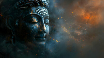 Serene Shiva Statue in Smoke