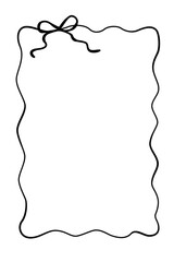 Black bows frame, Hand drawn ribbons border illustration.