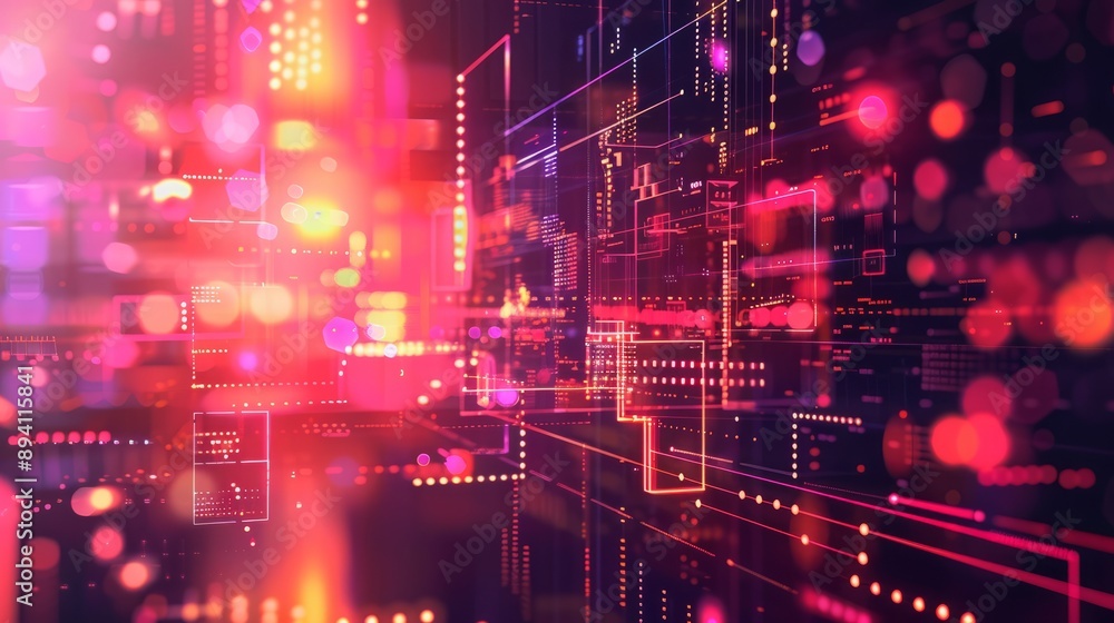 Poster big data flow technology concept - data science illustration featuring data research, mining, busine