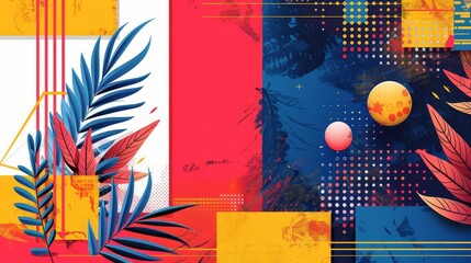Vibrant illustration with geometric shapes, Creative colorful art, Contemporary graphic design elements