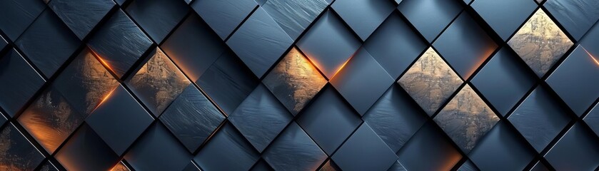 Geometric pattern with metallic texture, Modern abstract design, Innovative creative pattern design