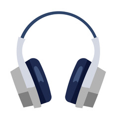 White headphones flat icon vector illustration, headphone clip art image, wireless earphones clipart, white headset vector isolated on white background