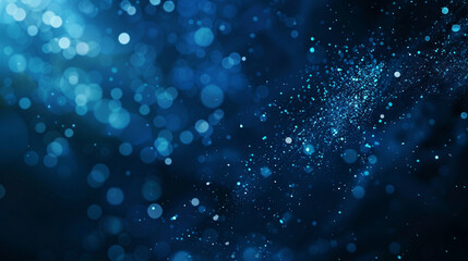 Fototapeta premium Abstract background featuring dark blue hues with glowing particles creating a sense of depth and mystery, perfect for technology or futuristic themes