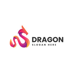 Vector Logo Illustration Dragon Gradient Colorful Style
