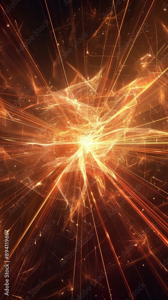 Aufkleber an abstract image with a bright glowing and intricate design of lines and light