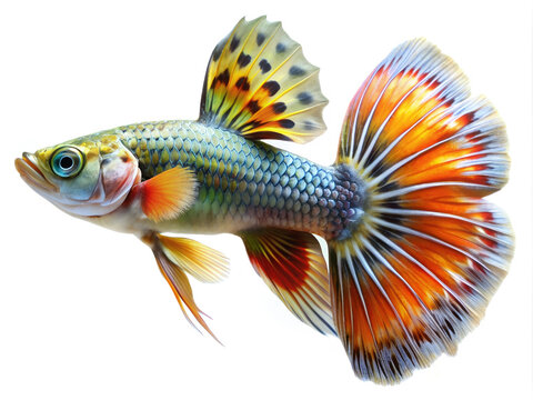 recommend clip art: Vibrant Male Guppy Fish Isolated on White