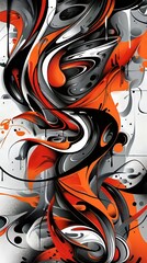 Obraz premium Abstract swirl design in shades of orange black and grey with a dripping paint effect