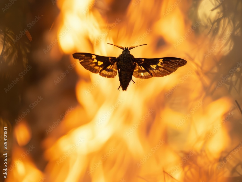 Wall mural butterfly on fire