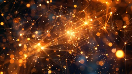 Obraz premium Conceptual art of a business network with glowing nodes and connections