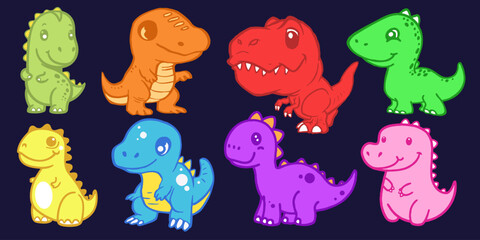 Colorful Cartoon Dinosaurs A Vibrant Collection of Adorable Prehistoric Creatures