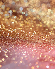Photograph of glittery background, rose gold and pink colors, bokeh effect --ar 51:64