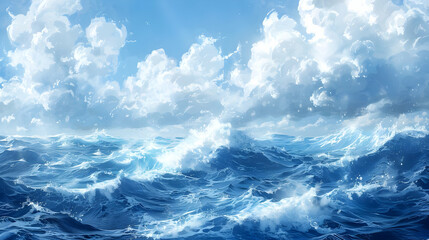 Ocean Waves Under a Blue Sky