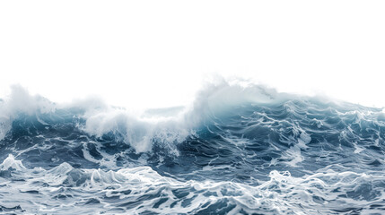 Blue sea wave isolated on transparent background