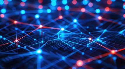 Digital network connections glowing in a geometric pattern