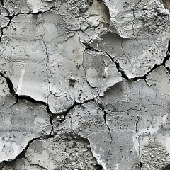 Fototapeta premium A closeup view of a weathered concrete wall with cracks and flaking paint