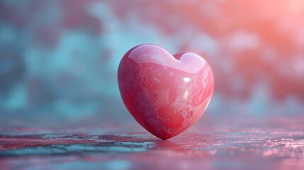 Fototapeta premium A illustration of pink heart symbolizing love on Valentine's Day, a soft yet luxurious pink heart symbolizing love on Valentine's Day.