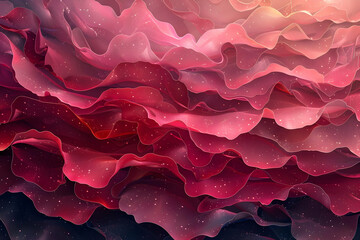 Abstract Pink & Red Fabric Waves