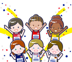 スポーツ大会に出場する多国籍な選手01