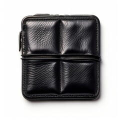 a black leather wallet with multiple compartments close up k uhd