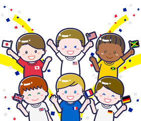 スポーツ観戦を楽しむ多国籍の観客02