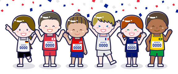 スポーツ大会に出場する多国籍な選手04