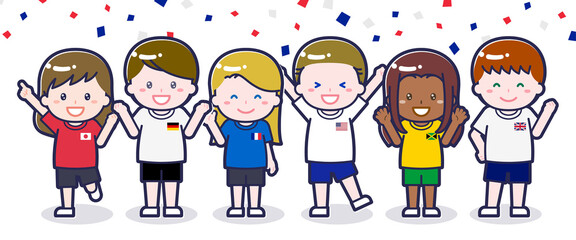 スポーツ観戦を楽しむ多国籍の観客04