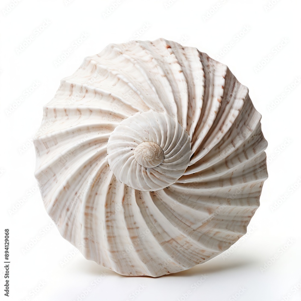Poster a delicate white seashell with spiral patterns k uhd very detail