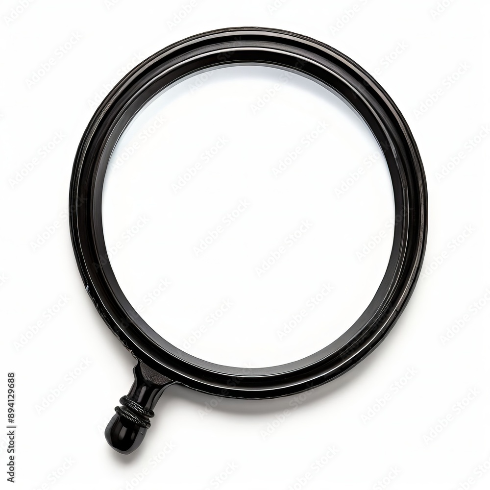Poster a handheld magnifying glass with a black handle close up k uhd v