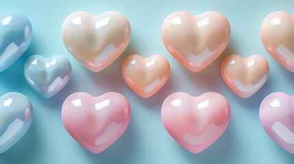 Fototapeta premium Cute pastel hearts pattern background with ample space for text, more clarity with clear light and sharp focus, high detailed