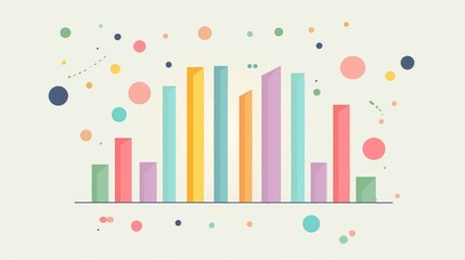 Vibrant Colorful Bar Chart Data Visualization with Abstract Dots
