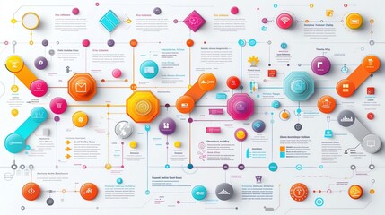 Infographic style background with colorful flow charts and generous space for text, more clarity with clear light and sharp focus, high detailed