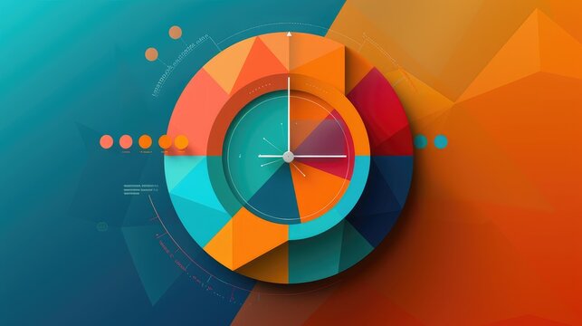 Contemporary Abstract Clock with Geometric Shapes and Vibrant Colors