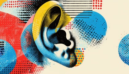 Abstract Art Featuring A Human Ear With Geometric Shapes