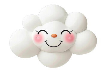 Cute smiling cloud illustration with rosy cheeks. Perfect for children's decor, playful designs, and cheerful digital projects.