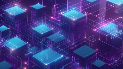 Isometric illustration of digital blocks connected in a crypto chain, representing a blockchain concept.