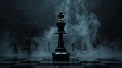 A chess piece in the shape of a king stands on top