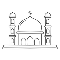 Mosque islamic building line art for coloring page activity 