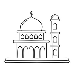 Mosque islamic building line art for coloring page activity 