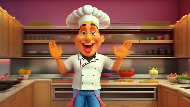 cartoon person in the kitchen ,generative ai