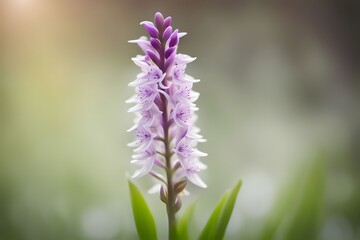Obraz premium Common spotted orchid flower bokeh background, AI Generated